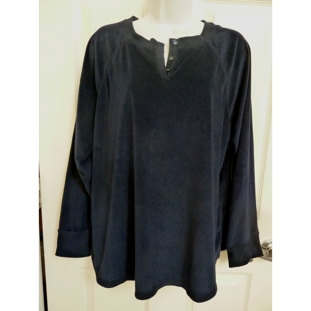 Teen Boy's NAUTICA Sz XL, 18/20 Velour Henley Top Navy Blue Pullover